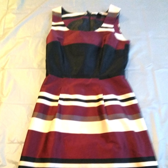 H&M Gorgeous Navy Burgundy Stripe Color Dress - Picture 2 of 8